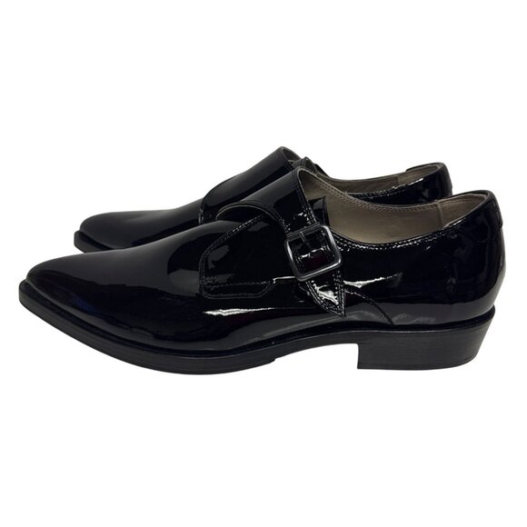 AllSaints Keith Monk Men's Shoes Patent Leather Roller Buckle Black Size 8 NEW - Picture 4 of 8